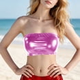 thumbnail image 3 of Shiny Tube Tops Womens Strapless Crop Shirt Metallic Bandeau Bra Ideal Outfit for Nightclub Dance Events Stage Performances Wear, 3 of 5
