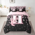 thumbnail image 2 of Manfei Girls Pink Monogrammed Twin Bedding Sets 7pcs, Personalized Letter H Bedding Comforter Set, Kawaii Axolotl Cherry Blossoms Sheet Sets, Microfiber Bedroom Decor, 2 of 8