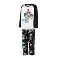 thumbnail image 3 of Elippeo Christmas Family Pajamas Matching Set Contrast Color Long Sleeve Tops and Dinosaur Print Pants Sleepwear, 3 of 10