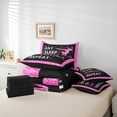 thumbnail image 6 of jejeloiu Gymnastics Girls Twin Bedding Sets 7-Piece,Glitter Heart Print Bedding Comforter Set,Pink Black Sheet Sets For Child,Microfiber Bedroom Decor Reversible, 6 of 8