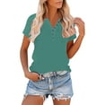 thumbnail image 5 of Summer Tops for Women Trendy 2026 Raglan Short Sleeve Henley Neck Tee Shirt Plus Size Casual Loose Fit Tshirts (5XL, Green), 5 of 8
