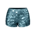 thumbnail image 6 of CIENVNSTG Women's Glitter Elastic Waist Sequin Shorts Sparkly Mini Party Bottoms for Themed Celebrations Stage Shows And Night Outfits Light Green Light Green S, 6 of 7