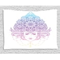 thumbnail image 1 of Diva Tapestry, Tribal Fusion Boho Diva Wearing a Crown Ornamented with Lotus Flower, Wall Hanging for Bedroom Living Room Dorm Decor, 80W X 60L Inches, Fuchsia Purple Blue Yellow, by Ambesonne, 1 of 2