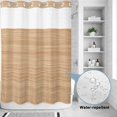 thumbnail image 2 of No Hook Shower Curtain, Brown Wood Grain Shower Curtains for Bathroom with See Through Top Window, Retro Western Farmhouse Wooden Board Waterproof & Washable Bath Curtain Extra Long 72"x84", 2 of 9