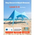 thumbnail image 4 of VEVOR Beach Tent Sun Shelter, UPF50+ Sun Protection, 9.2 ft Tall, 20 x 13 ft, Easy Pop Up Beach Canopy with Sandbags, Stability Poles, Sand Shovels, Portable Shade for Family Outings, Camping,Fishing, 4 of 9