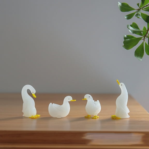 4pcs Little Duck Ornament Glass Ornaments Statue, Little Duck Ornament Sculpture Modern Home Office Figurine Decor Desktop Decoration