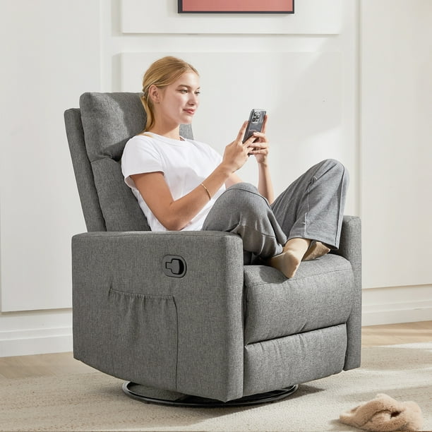 EDX Swivel Glider Rocker Reclining Chair with Adjustable Backrest