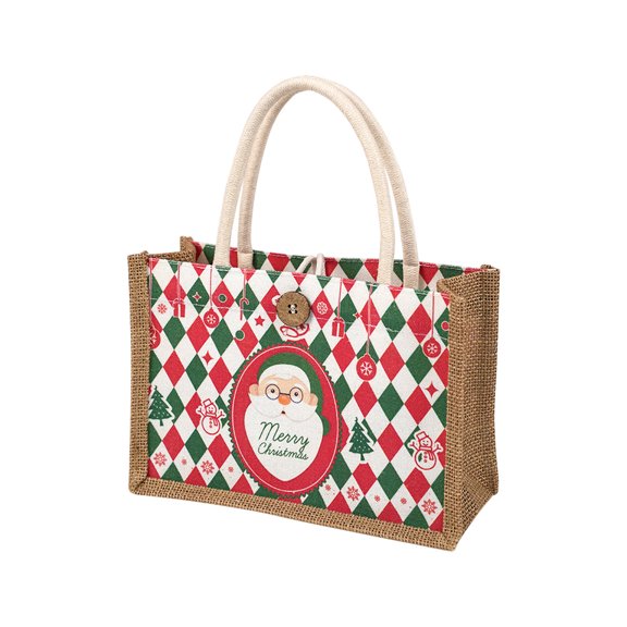 Pyaiiner Burlap Christmas Gift Bags Large Reusable Christmas Tote Bags, Durable Christmas Bags For New Year Shopping, Christmas Surprise, Christmas Party Supplies