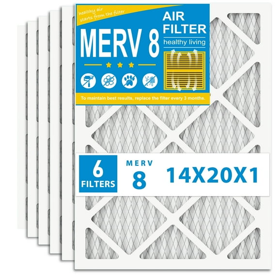 AMI PARTS MERV8 14X20X1 HVAC Furnace Air Filter,Air Filter for Allergen Defense,6 Filters