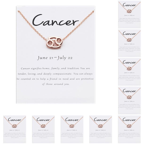 Collar de amistad Jumpingount de Doce signos del zodiaco con colgante de tarjeta de exhibición para regalos de Festival de amantes Cáncer 10piezas