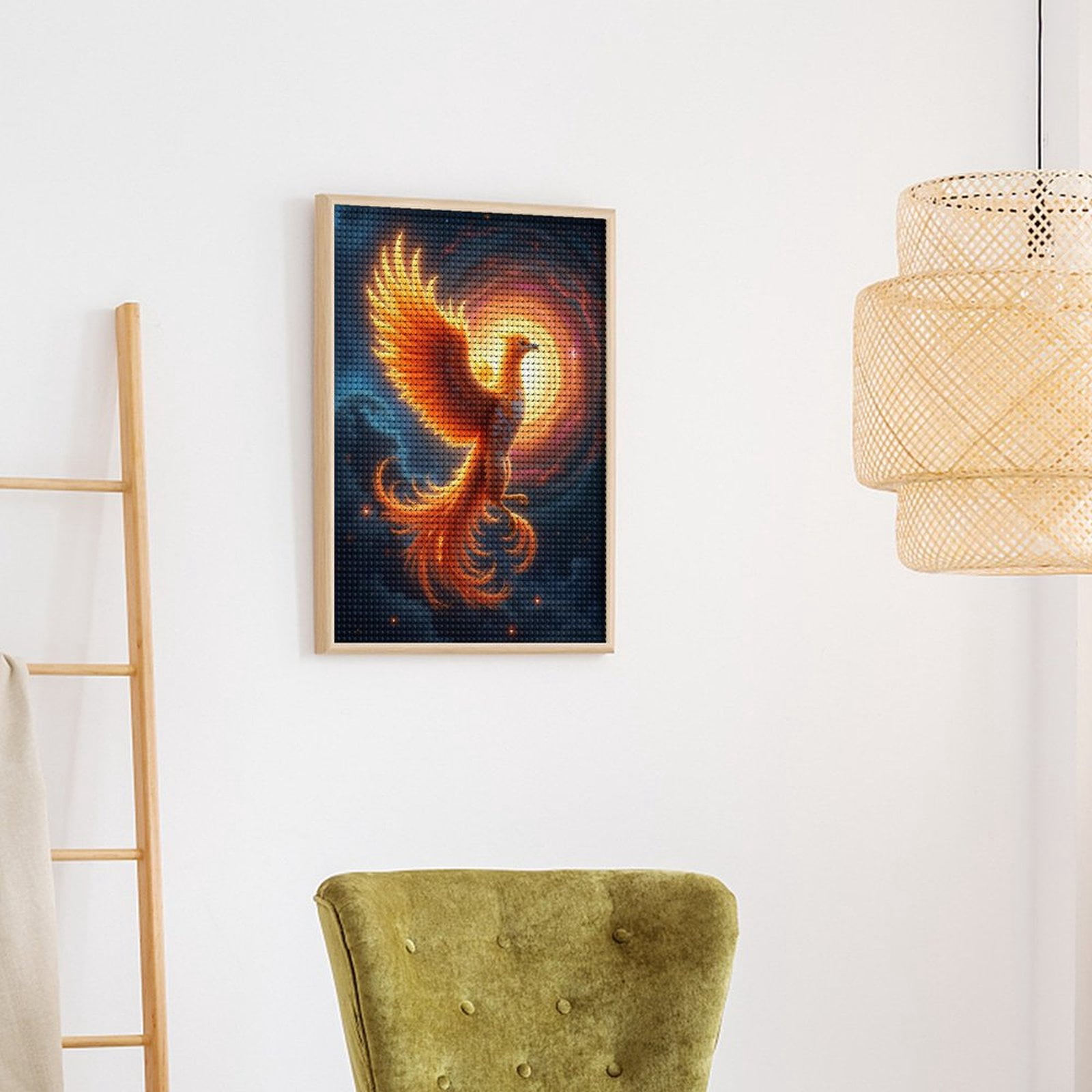 Diamond Art Kits for Adults - Phoenix Rising In Fiery Sky 5d Diamond Painting for Adults, Diamond Art for Adults Beginners, Frameless Diamond Painting Kits for Adults for Home Wall Decor