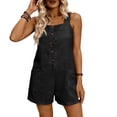 thumbnail image 4 of Sokhug Romper Sleeveless For Women Cotton Button Front with Pockets Casual Loose Fit Summer Jumpsuit Shorts, 4 of 6