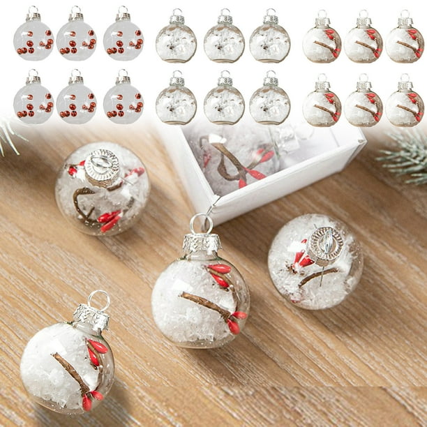 Juego de adornos para árbol de Navidad de 6 - Coloridas decoraciones navideñas de vidrio y plástico con cuerdas colgantes para la decoración festiva