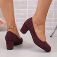 thumbnail image 6 of Aobny High Heels Woman Shoes Pumps Shoes Chunky Dress Shoes Heels Shoes Soft Toe Round Toe Mid Heel Slip-On Red Summer Shoes for Women,Size 41, 6 of 9