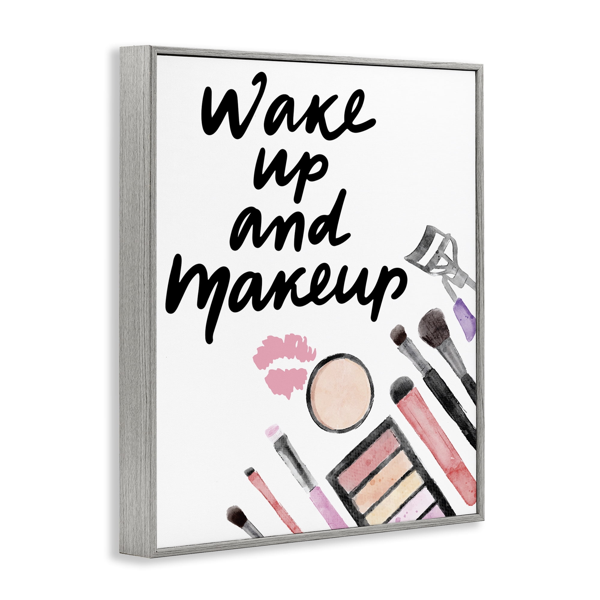 Stupell Industries Wake Up & Makeup Gray Framed Giclee Art, design by Jesse Keith