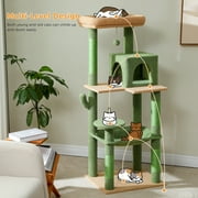 PAWZ Road Cat Tree 56 Sisal Scratching Posts Tower with Large Perch Hammock for All Indoor Cats,Green
