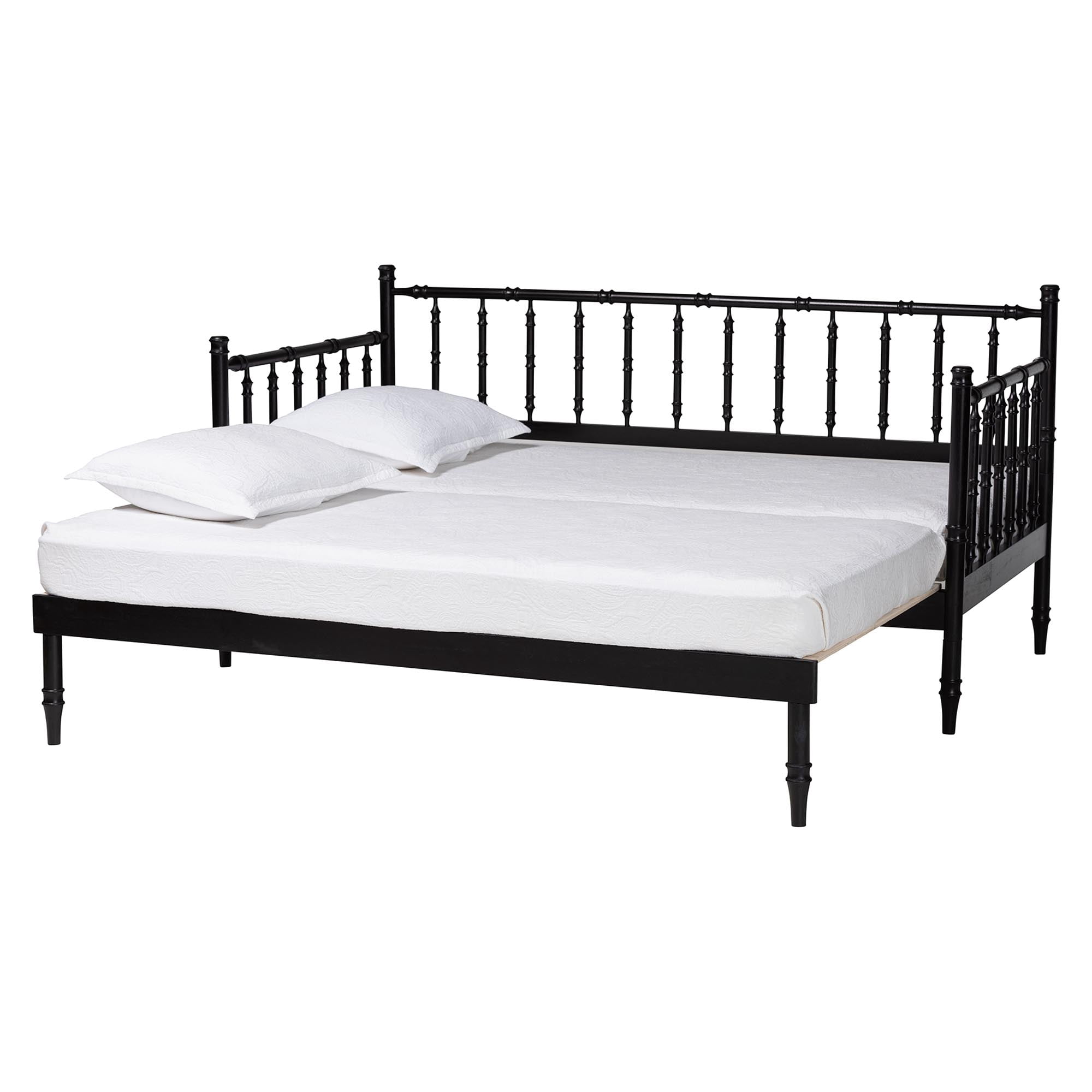 Baxton Studio Marisela Mid-Century Expandable Daybed, Twin to King, Black