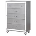 thumbnail image 5 of Contemporary Silver Headboard Tufted Leatherette Est King Size Bed 6pc Set Dresser Mirror 2x Nightstands Chest Bedroom Furniture, 5 of 9