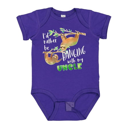 

Inktastic I d Rather Be Hanging with My Uncle- Cute Sloths Gift Baby Boy or Baby Girl Bodysuit