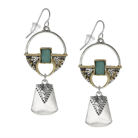 Beautiful Rustic Boho Abstract Gold and Silver Dangle Earrings – Hypoallergenic Earwires