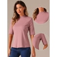 thumbnail image 2 of DARING DIVA Women's Half Sleeve Mock Turtleneck Casual Top S Dark Pink, 2 of 6