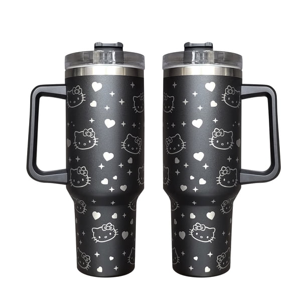 Hello Stanley Kitty ,40OZ Vaso Térmico de Acero Inoxidable, Taza Termica Frio y Caliente para Cafe con Tapa y Popote, Termo Infusor de Vacío Doble para Hombre, Mujer, Regalo