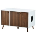 thumbnail image 5 of Pefilos 39" Hidden Cat Litter Box Enclosure Furniture, Modern Wood Cat House, Cat Washroom with Plug, White+Brown, 5 of 17
