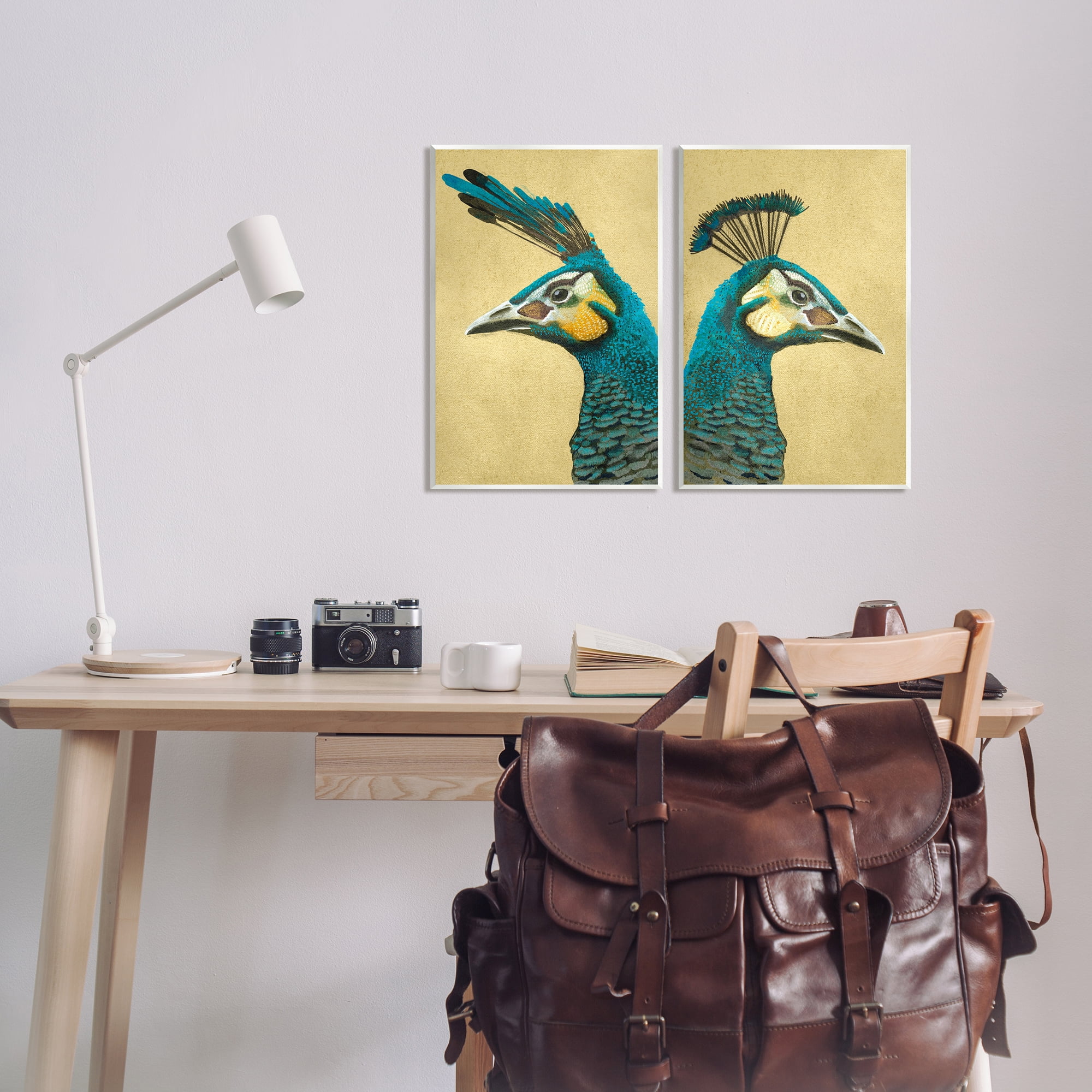 Stupell Industries Teal Peacock Portraits Animals & Insects Painting Unframed Art Print Wall Art, 13 x 19