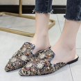 thumbnail image 4 of Escarpins Mode Été et Automne pour Femmes Talon Bas Plat Bout Pointu Perle Strass Imprimé Coloré Demi-Mules Mules Chaussures Talons Hauts pour Femmes Filles, 4 of 4