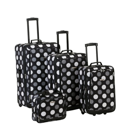 Rockland Escape 4pc Expandable Luggage Set - Black/White Dot
