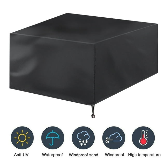 Funda para muebles de patio BuyWeek Impermeable Negro 120*120*74 cm