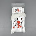 thumbnail image 2 of Ambesonne Floral Bedding Set 4 Pcs, Hand Drawn Poppy Flowers, Queen, Vermilion Black, 2 of 3