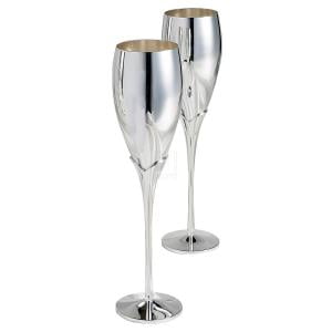 08 Champagne - PAIR OF SILVER CHAMPAGNE FLUTES