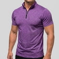 thumbnail image 2 of Moxiu Quarter Zip Mens Shirts Mock Neck Short Sleeve Athletic Dressy Business Work Shirt Summer Slim Outdoor Running Golf Tops Purple,S, 2 of 8