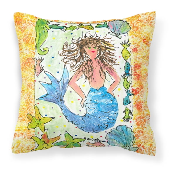 Carolines Treasures 8082PW1414 Mermaid Fabric Decorative Pillow, 14Hx14W, multicolor