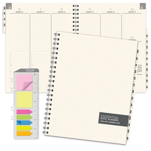 2026-2027 Excello Brands 8.5" x 11" Academic Year Essential Planner, Weekly/Monthly, 14 Month, Clear