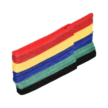 Reusable Cable Ties, 4 Inches Hook and Loop Cord Wraps, 5 Color Zip Tie  50pcs 