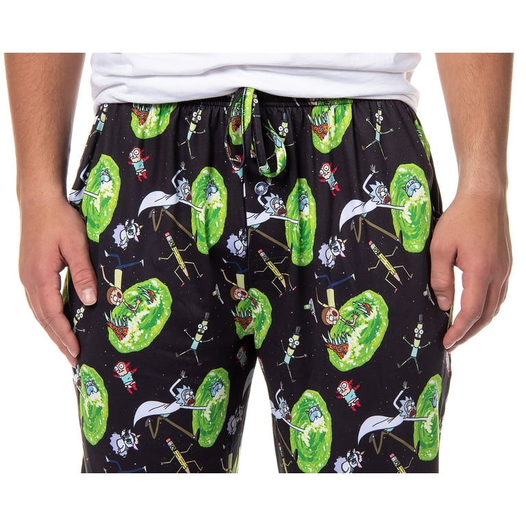 Rick and Morty Mens TV Show Series Portal Tossed Print Sleep Pajama Pants S