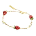 thumbnail image 2 of Pulsera de fresa para mujer, pulsera de eslabones para novia, madre, regalo de cumpleaños Rojo, 2 of 8