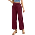 thumbnail image 2 of KIHOUT Womens Elastic Waist Capri Pants with Pockets Solid Color Casual Loose Fit Cropped Ankle Length Trousers for Summer Spring Daily Wear, 2 of 7