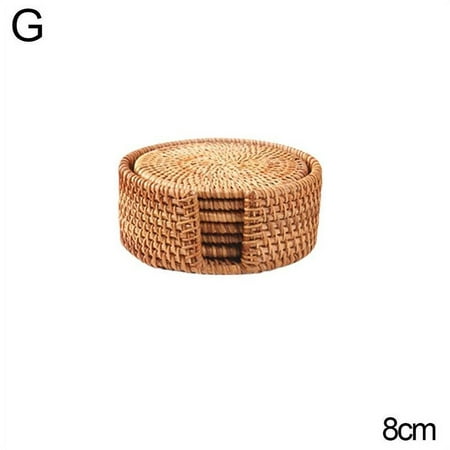 

Cup Mat Round Natural Rattan Hot Pad hand Woven Hot Insulation Placemats Table Padding Kitchen Decoration Accessories