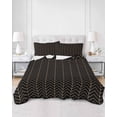 thumbnail image 2 of Quilts Twin-XL Size Bedding Set, Simple Line Black Lightweight Quilted Comforter, Black Modern Art Geometric Soft Reversible Bedspread Coverlet with Pillow Covers for All Season, 68" x 98", 2 of 7