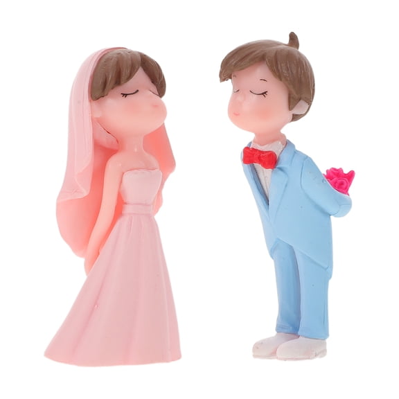 TABLZONE 2Pairs Wedding Cake Decoration Figurines Assorted Color Bride and Groom Set