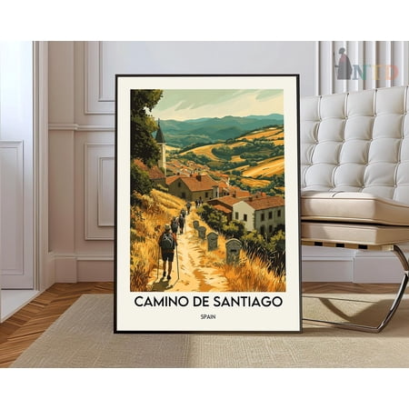 Camino De Santiago Spain Travel Poster Wall Art Decor, Unframed Paper Poster 8x10in