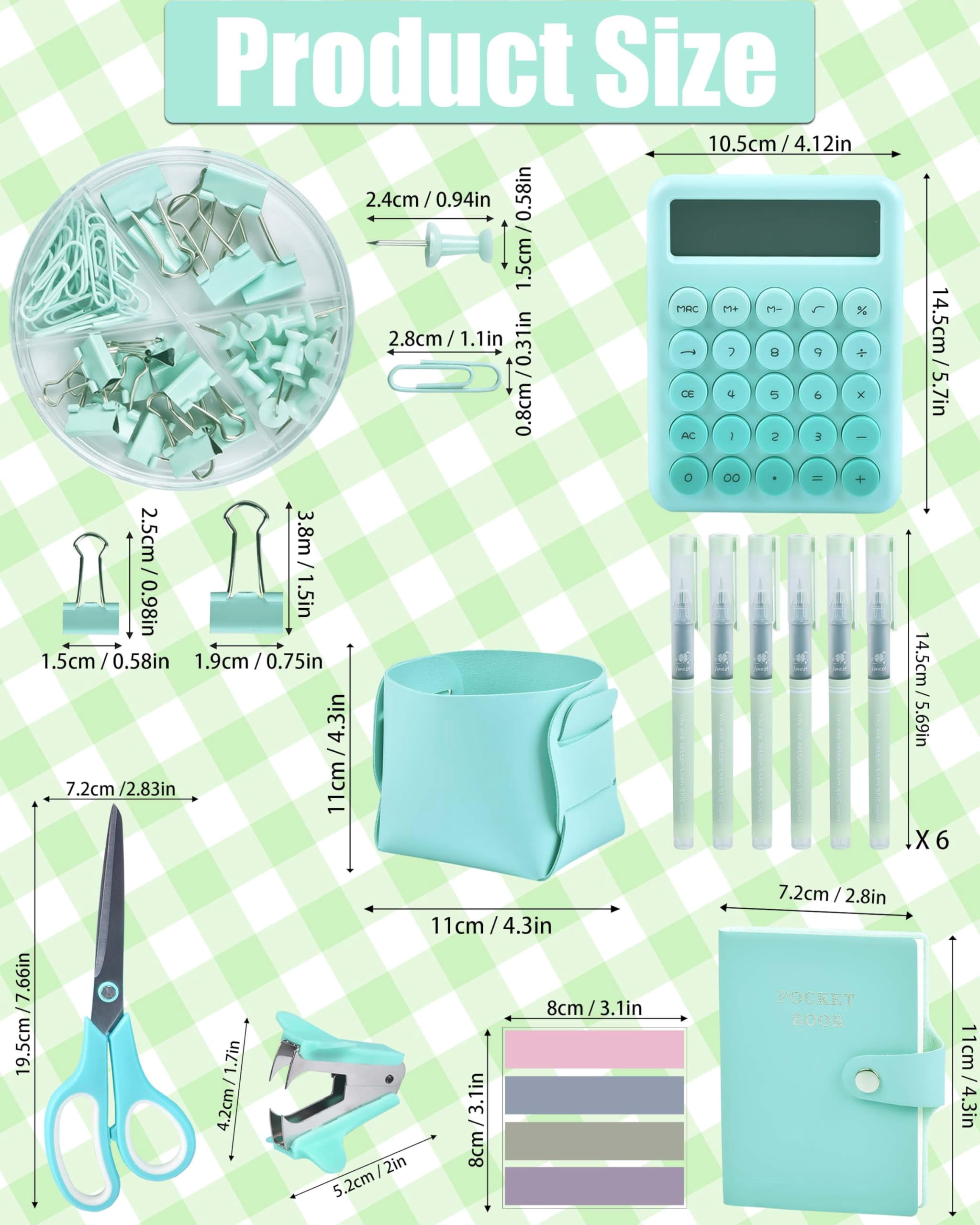 21pcs Green And Blue Desk Organizers Accessories With Mesh Organizer 360°rotating Pen Holder A Lot Of Office Supplies Beautifully Presented In Gift Box