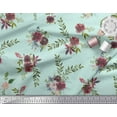 thumbnail image 2 of Soimoi Green Cotton Cambric Fabric Leaves & Faith Rose Floral Print Fabric by the Yard 58 Inch Wide, 2 of 3
