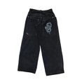 thumbnail image 1 of Pantalones vaqueros unisex estilo hip-hop gótico urbano de talle alto y corte holgado con diseños rasgados y bordados for hombre y mujer, 1 of 3