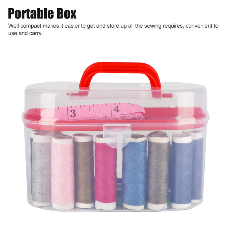Pink white cute cat ear sewing storage box portable sewing kit diy