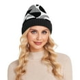 thumbnail image 4 of joogoo Black Geometric Beanie Hats Cuffed Winter Warm Knit Thick Beanies, 4 of 7