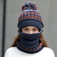 thumbnail image 6 of Visland 3PCS Fleece Lined Women Knit Beanie Scarf Mouth Mask Set for Girl Winter Ski Hat with Pompom, 6 of 7